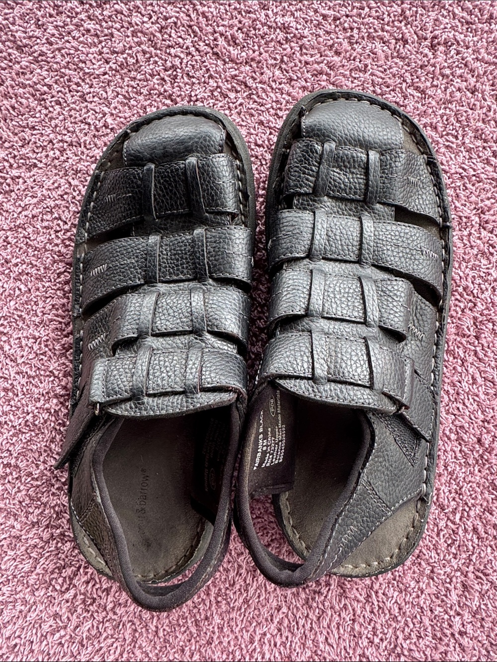 Men’s Black Leather Closed-Toe Fisherman Sandals